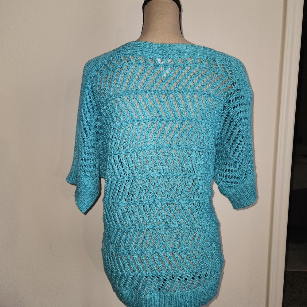 Chico Brand Turquoise Knit Sweater for Women SIZE 2 - Picture 2 of 13
